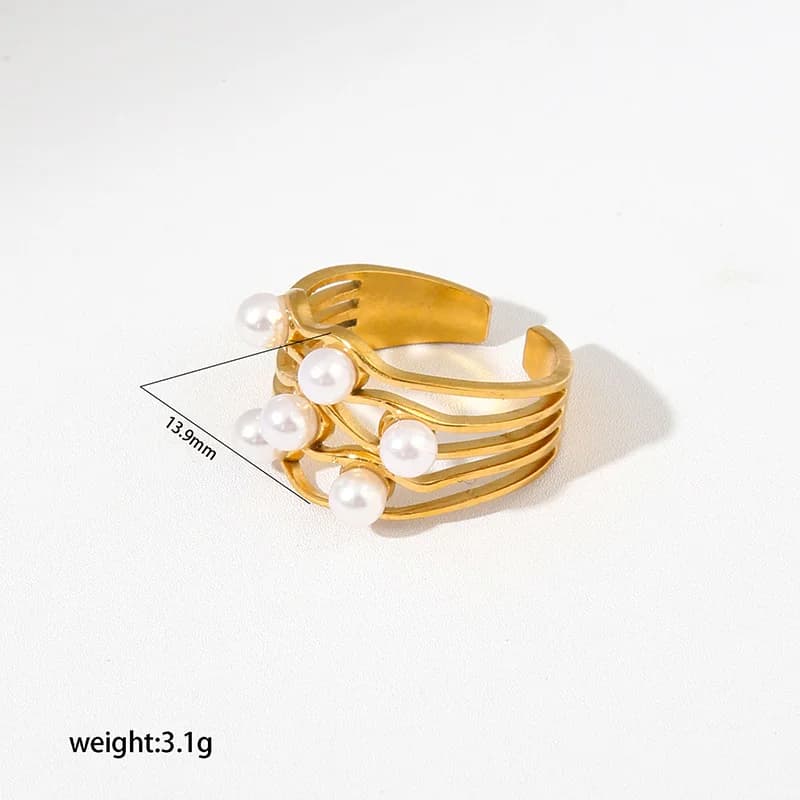 Cincin Boleh Laras Bentuk Hati Mutiara Keluli Tahan Karat