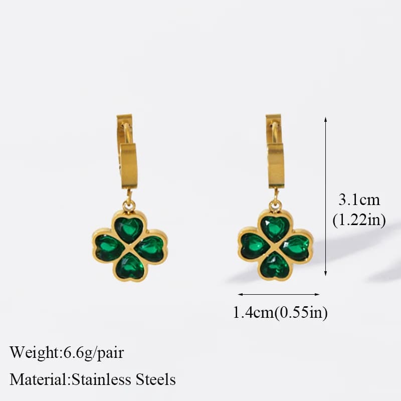 Anting-Anting Gantung Semanggi Zirkon Hijau