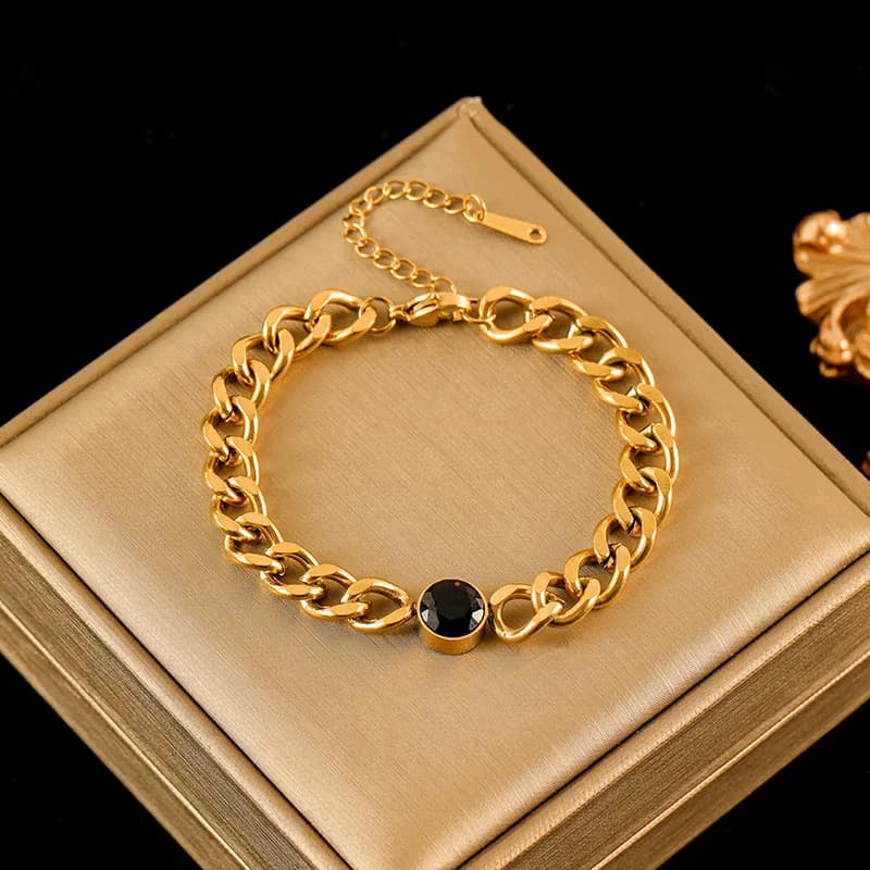 Gelang Rantai Tebal, Warna Emas dan Perak