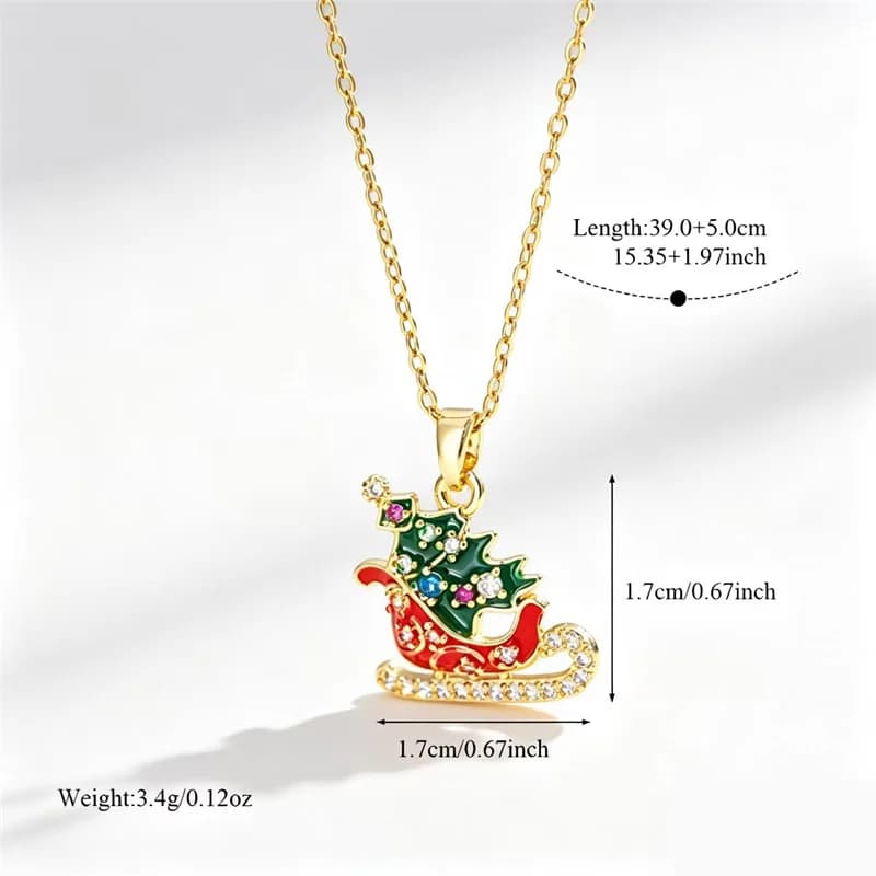 Rantai Loket Kereta Luncur Krismas Enamel