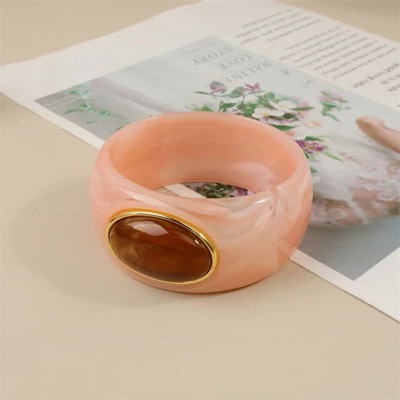 Gelang Bangku Resin Akrilik Geometri Segi Empat Untuk Wanita