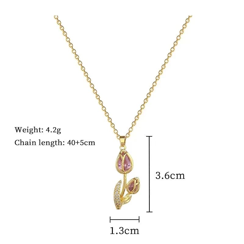 Kalung Leher Tulip Zirkonia Kubik