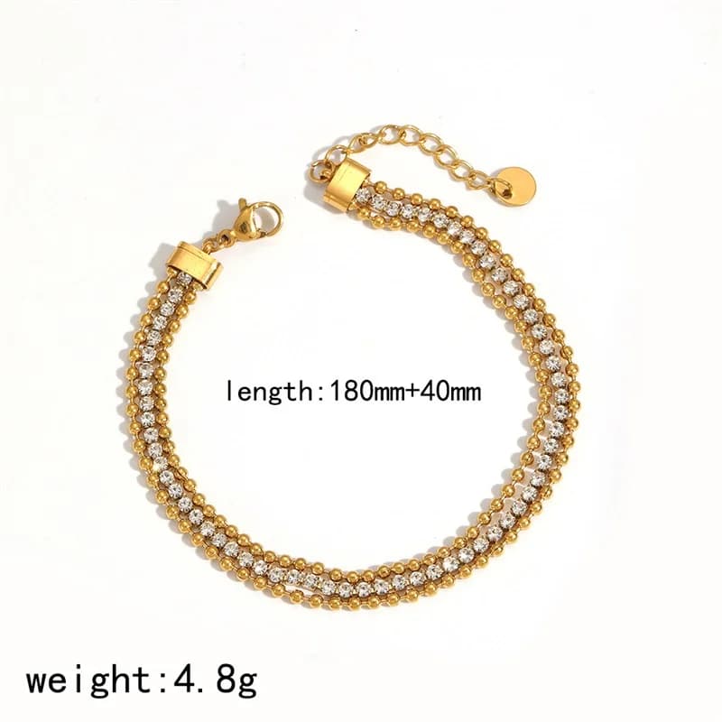 Gelang Rantai Bangle Zirkonia Kubik, Emas