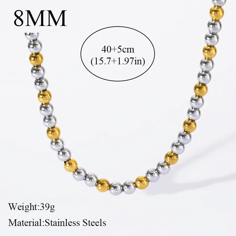 Set Rantai Leher & Gelang Manik Padat Emas dan Perak