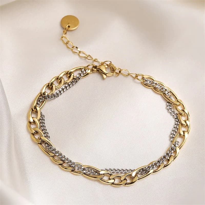 Set Kalung dan Gelang Rantai 2 Warna