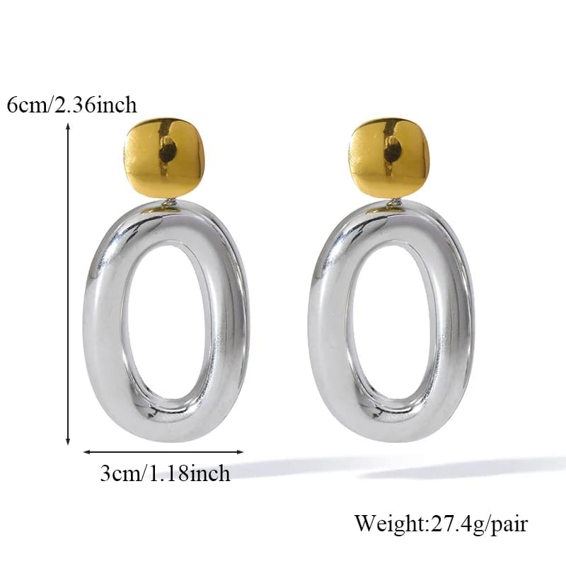 Anting-Anting Geometri Gantung Warna Emas