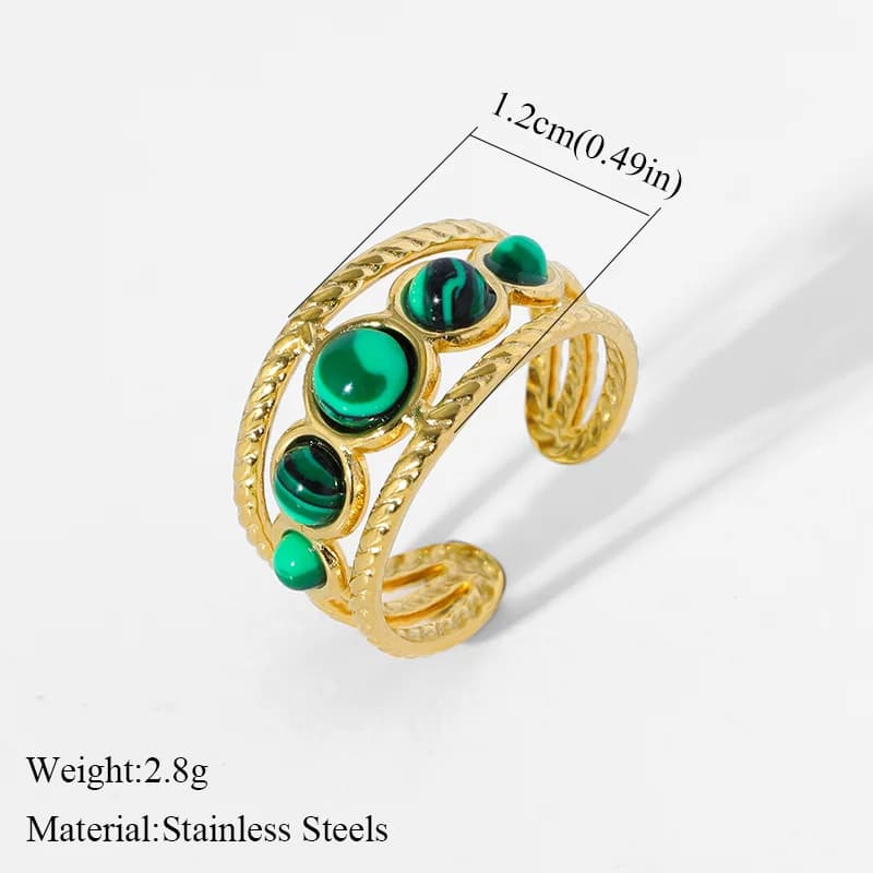 Cincin Terbuka Boleh Laras Berlebihan Keluli Tahan Karat Berlapis Emas