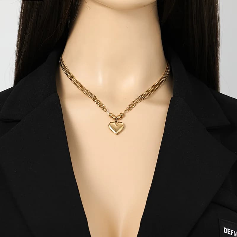 Kalung Leher Pernyataan Loket Hati, Emas