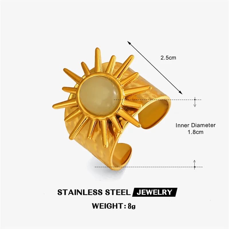 Cincin Boleh Laras Batu Oval Vintage Keluli Tahan Karat