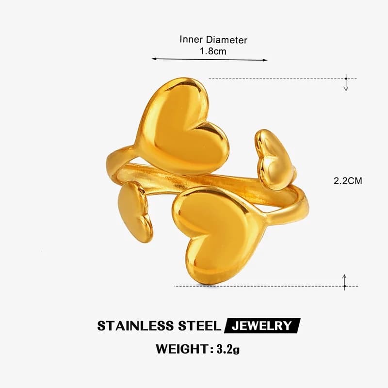 Cincin Boleh Laras Bentuk Hati Keluli Tahan Karat 316L