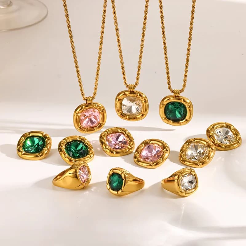 Set Kalung Choker & Anting Zirkonia Kubik