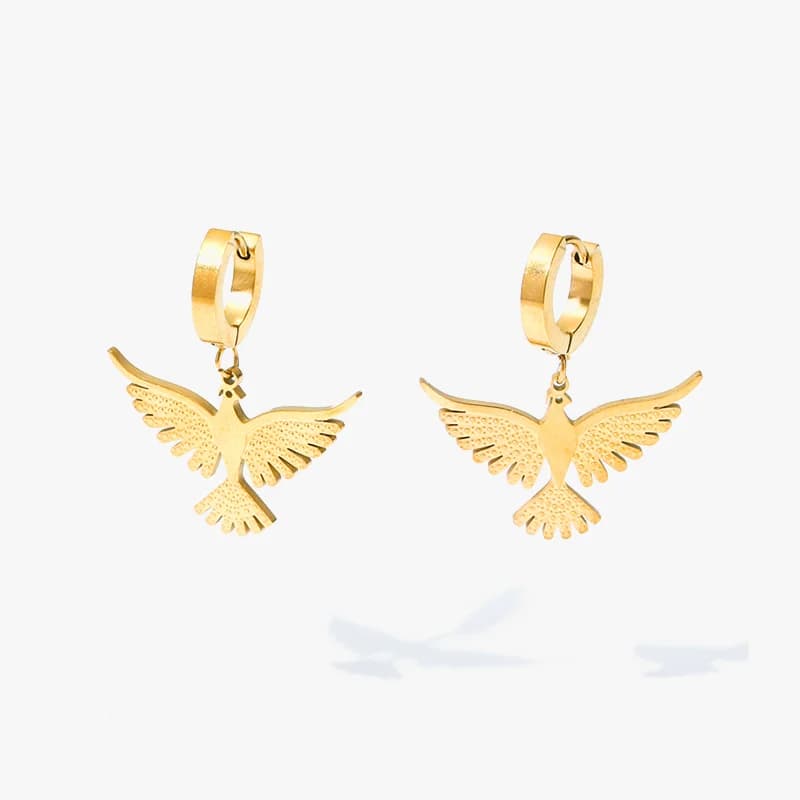 Anting-anting Klip Burung Phoenix Elang Loceng Keluli Tahan Karat