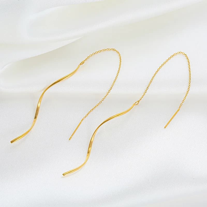 Anting-anting Juntai Tassel Tidak Sekata Keluli Tahan Karat