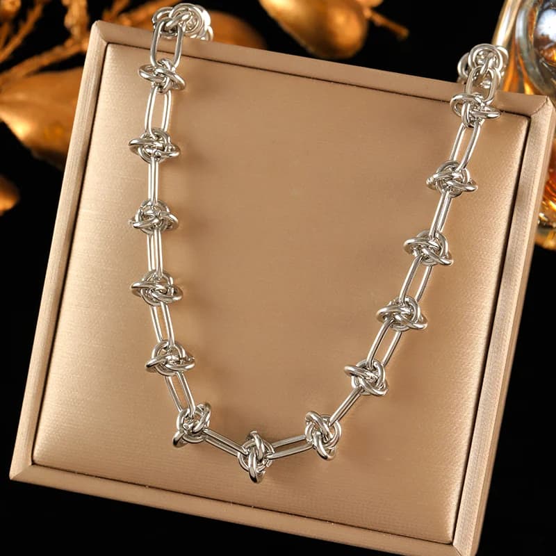 Set Kalung & Gelang Rantai Simpul, Emas