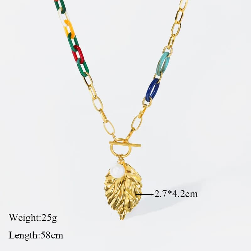 Kalung Loceng Daun Akrilik Besar