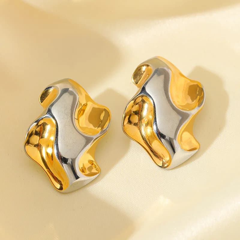 Anting-anting Stud Zirkon Berbentuk C Geometri