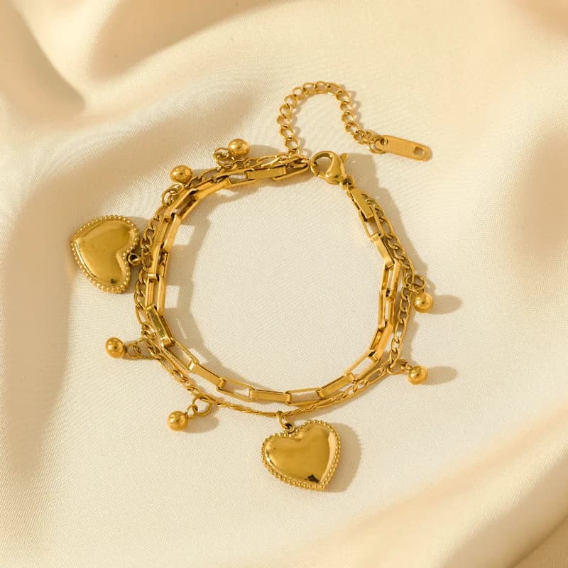 Gelang Charm Matahari Bulan Bintang Laut Emas