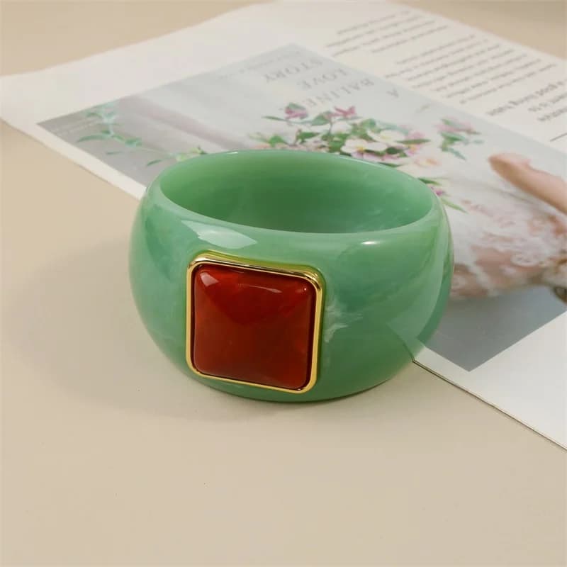 Gelang Bangku Resin Akrilik Geometri Segi Empat Untuk Wanita