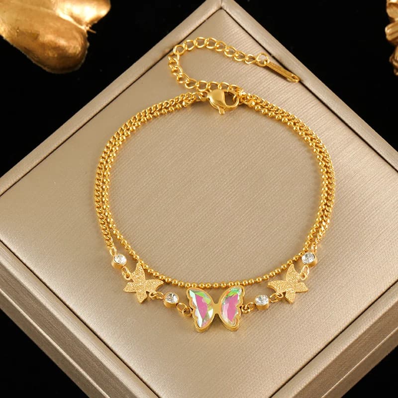 Gelang Tangan Rantai Kupu-kupu Zirkonia Kubik
