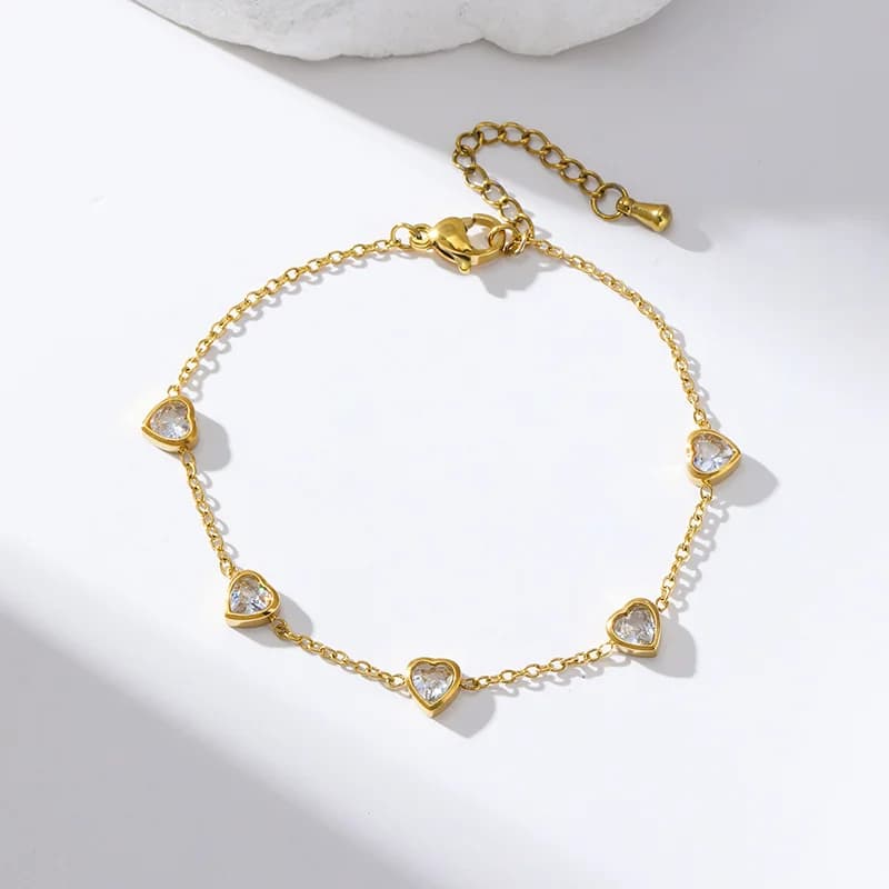 Gelang Charm Kelopak Bunga, Warna Emas