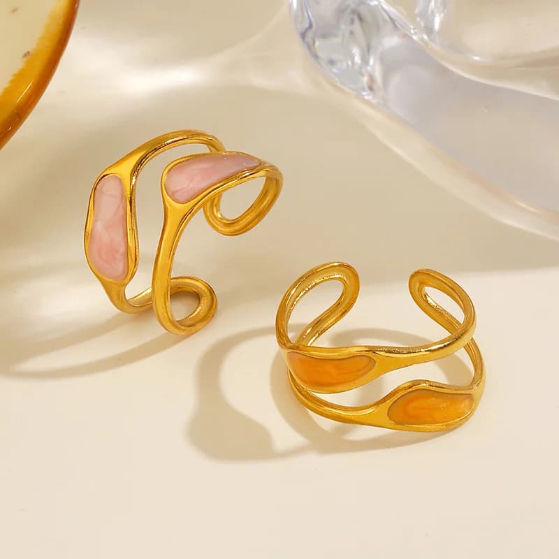 Cincin Boleh Laras Enamel Tidak Sekata, Keluli Tahan Karat