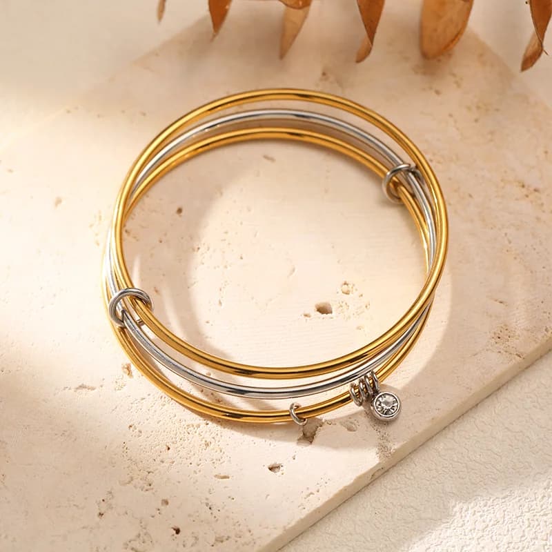 Gelang Berbilang Lapisan Kubik Zirkonia Keluli Tahan Karat 316L