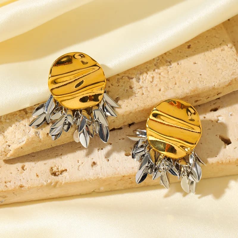 Anting-anting Daun Rantai Juntai Logam, Salutan PVD 18K
