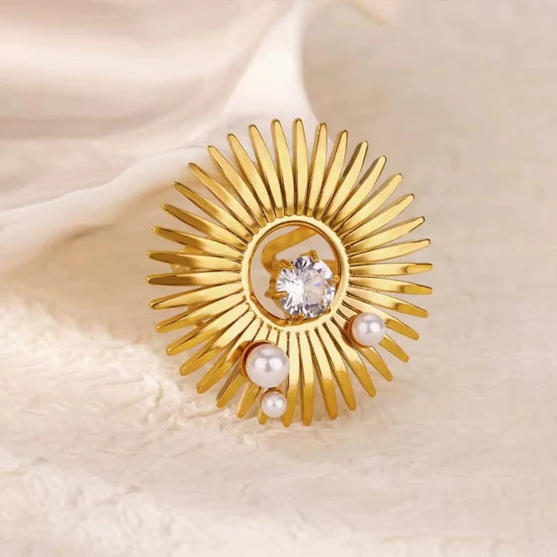 Cincin Boleh Laras Terbuka, Keluli Tahan Karat Disalut Emas 18K