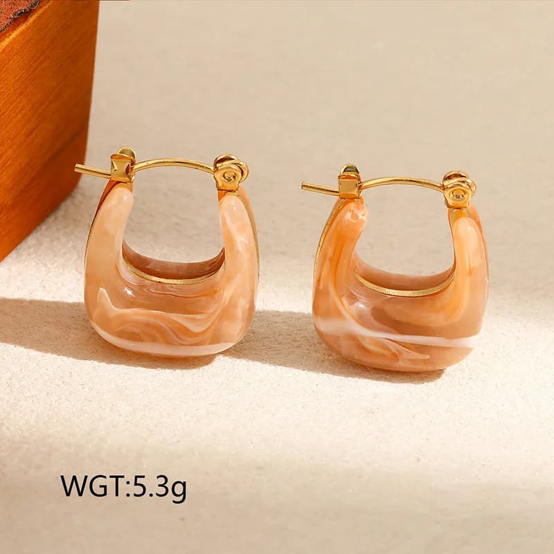 Anting-anting Butang Amber Jatuh Air Vintage