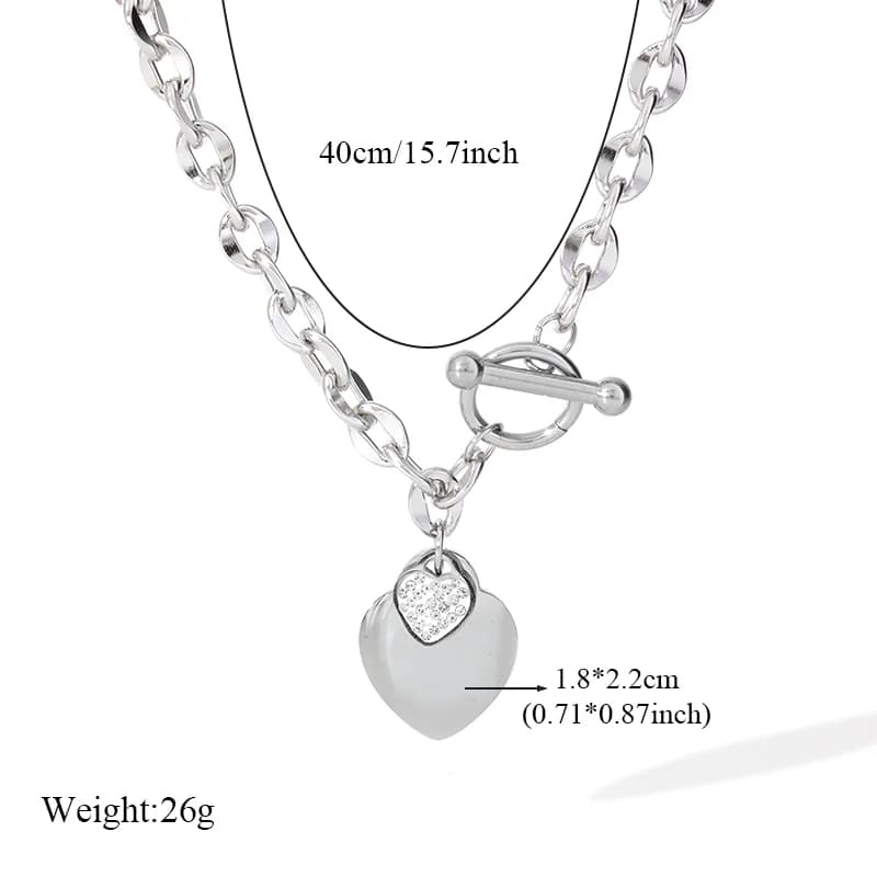 Set Kalung dan Gelang Hati Berganda, Perak