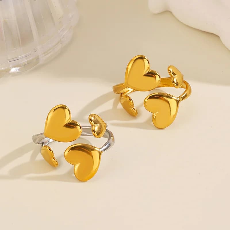 Cincin Boleh Laras Bentuk Hati Keluli Tahan Karat 316L
