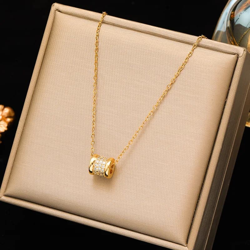 Kalung Loket Anak Anjing Mutiara Bulan Zirkon