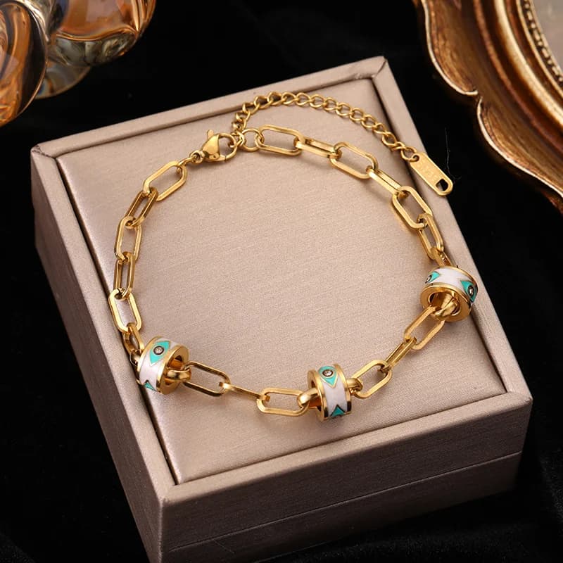 Gelang Bangle Berlapis Emas dengan Charm