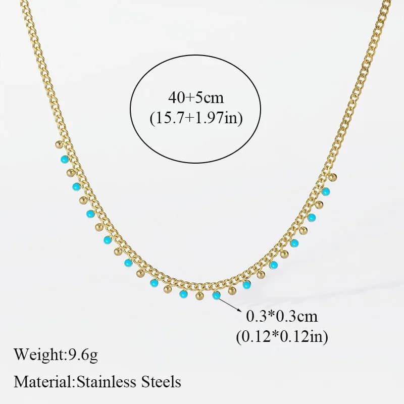 Set Rantai Leher & Gelang Manik Biru
