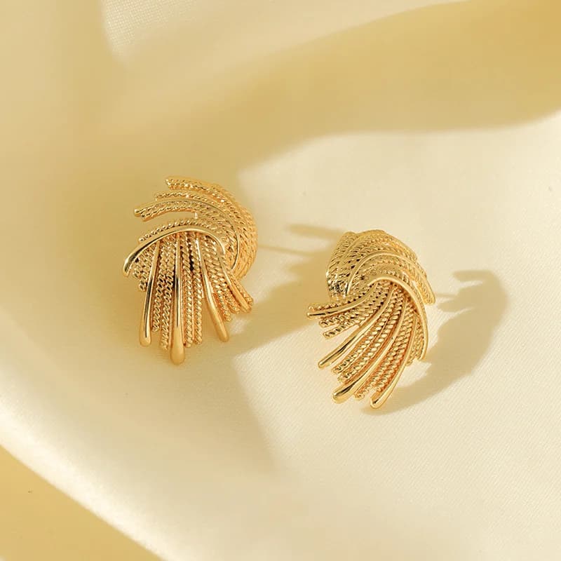 Anting-anting Stud Kreatif Selaput Emas 18K