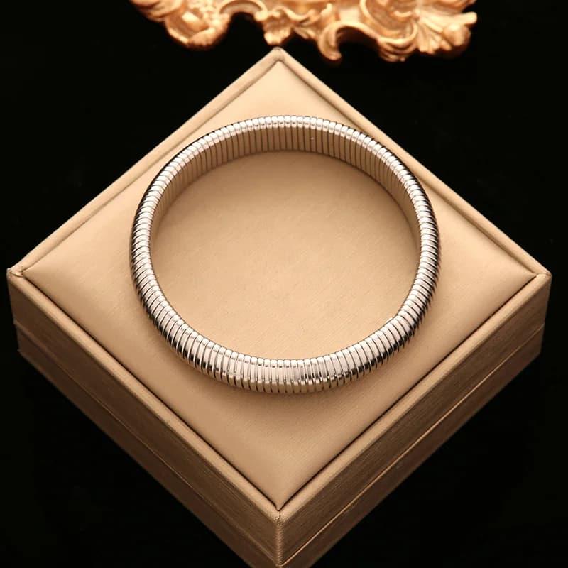 Gelang Tangan Bangle Berpilin Boleh Laras Berwarna Emas Keluli Tahan Karat 316L