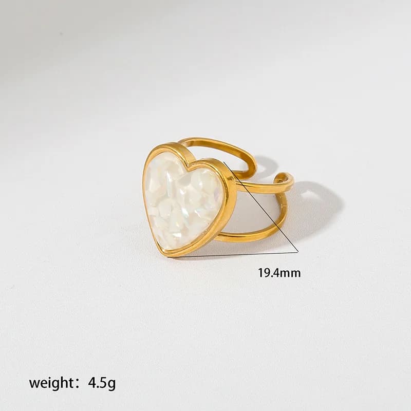 Cincin Boleh Laras Bentuk Hati Mutiara Keluli Tahan Karat