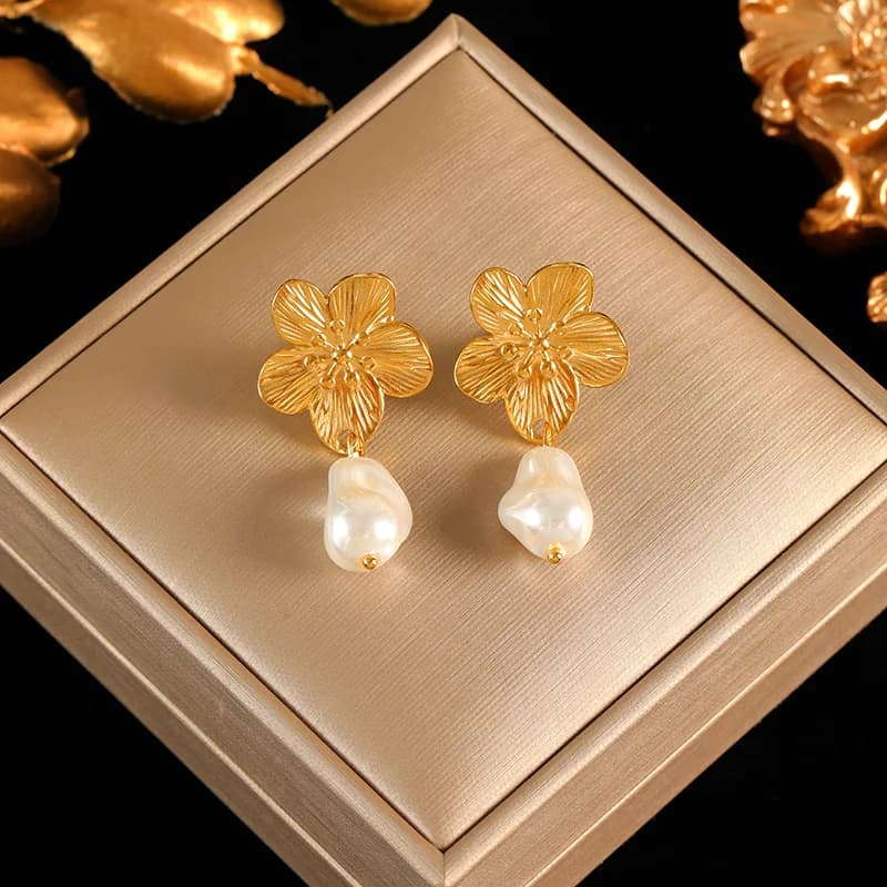 Anting-anting Daun Rantai Juntai Logam, Salutan PVD 18K