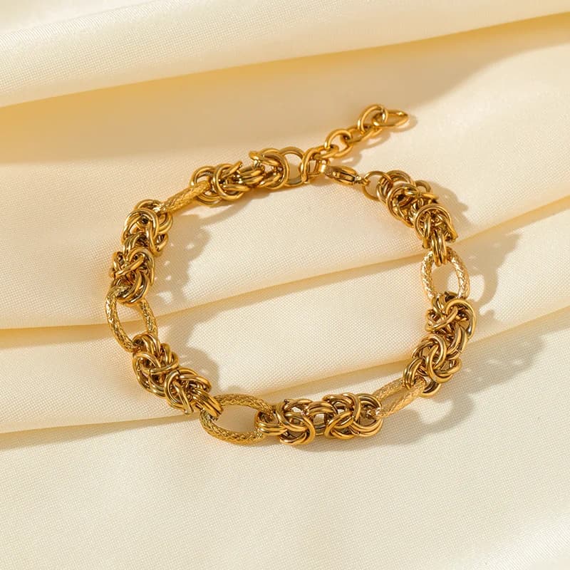 Gelang Hip-Hop Rantai Tebal Keluli Tahan Karat Warna Emas