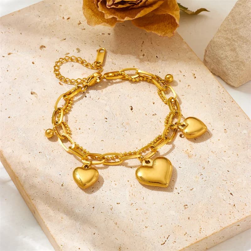 Gelang Rantai Charm Mutiara Bintang Laut Emas Keluli Tahan Karat 316L