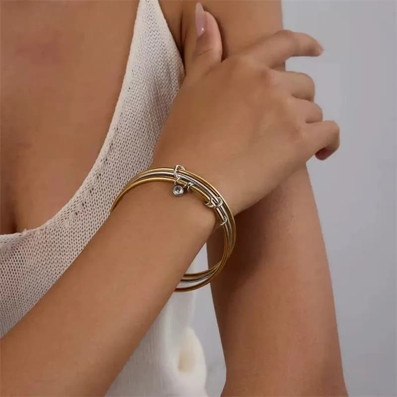 Gelang Bertingkat Multi-Layer Zirkonia Keluli Tahan Karat 316L