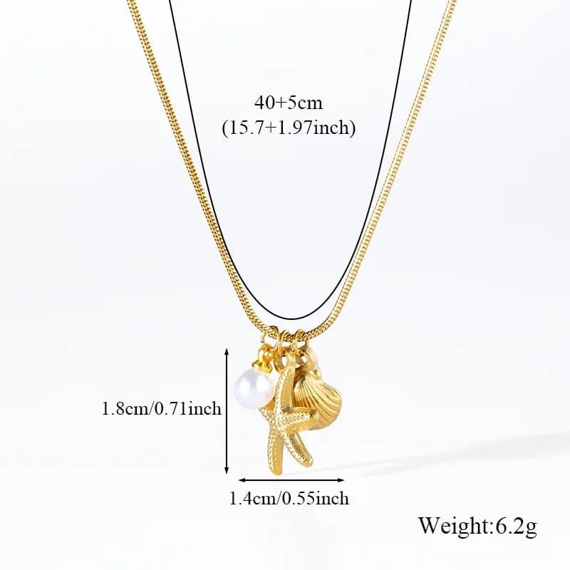 Set Kalung & Anting-anting Kerang Mutiara Bintang Laut