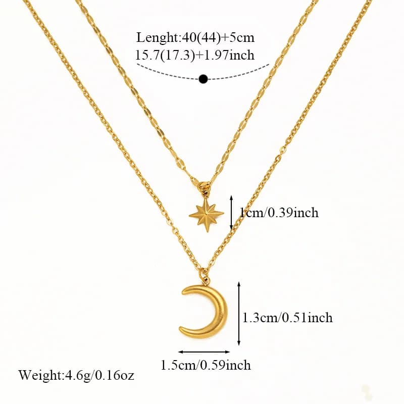 Kalung Loket Bulan Bintang Retro, Bersadur Emas