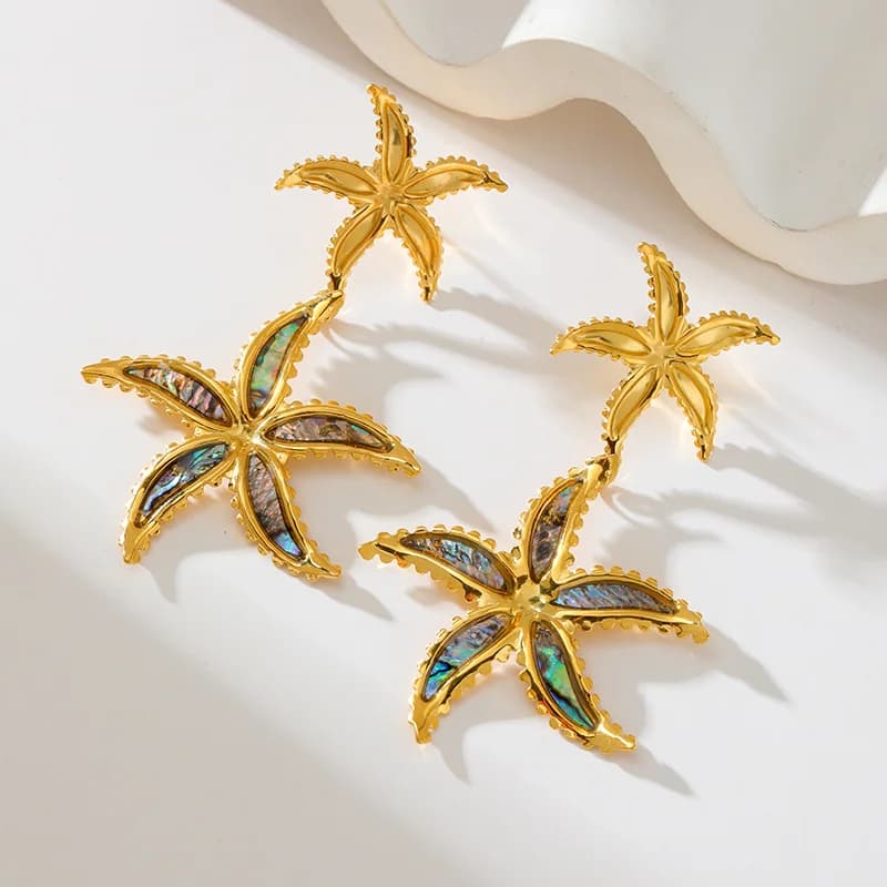 Anting-anting Drop Daun Palma Berlapis Emas