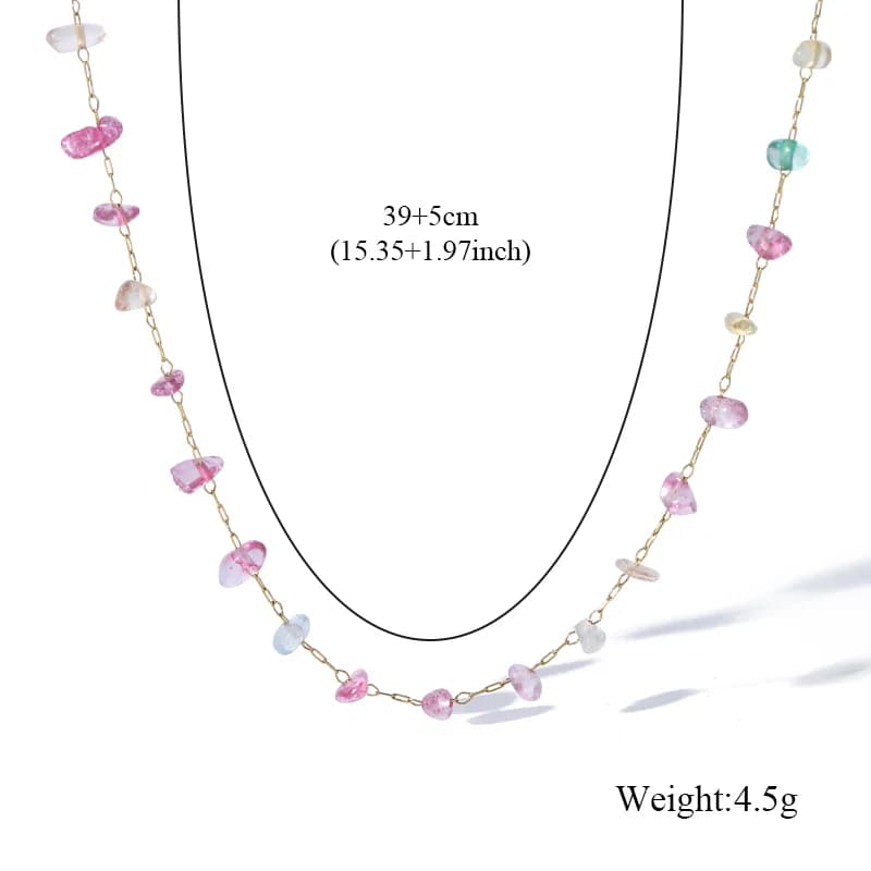 Set Rantai Leher dan Gelang Batu Akrilik Berwarna