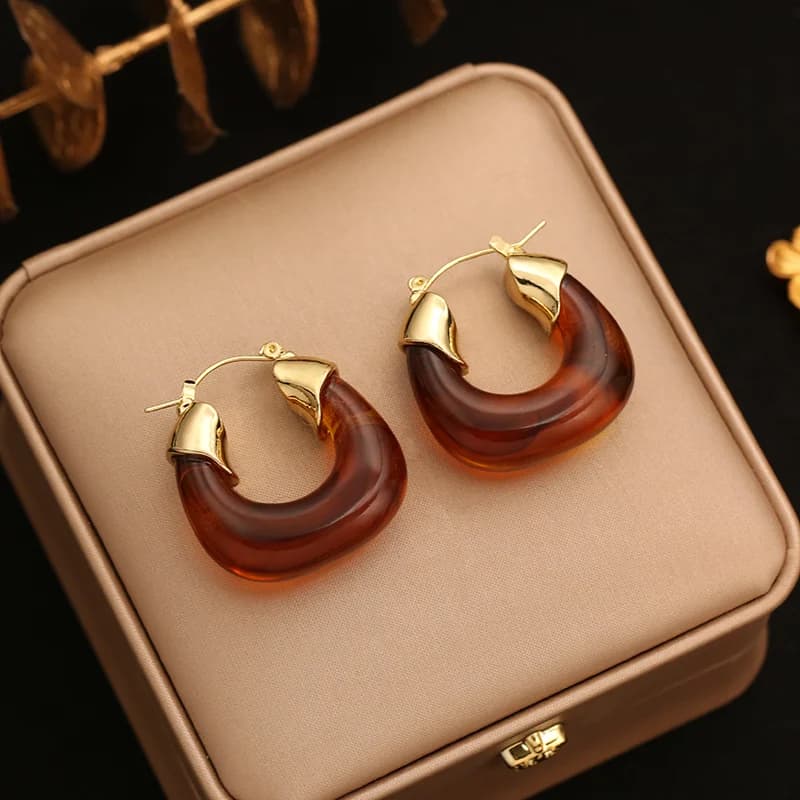 Anting-anting Stud Matahari Resin Eksentrik Keluli Tahan Karat