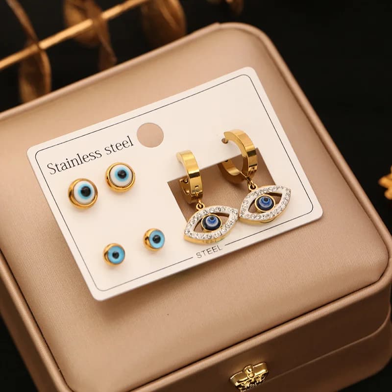 Set Anting-Anting Angka Romawi Bulat Hitam (3 Pasang)