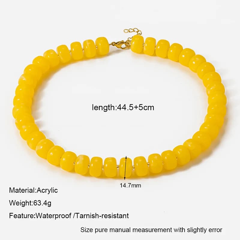 Rantai Leher Kolar Manik Resin Akrilik