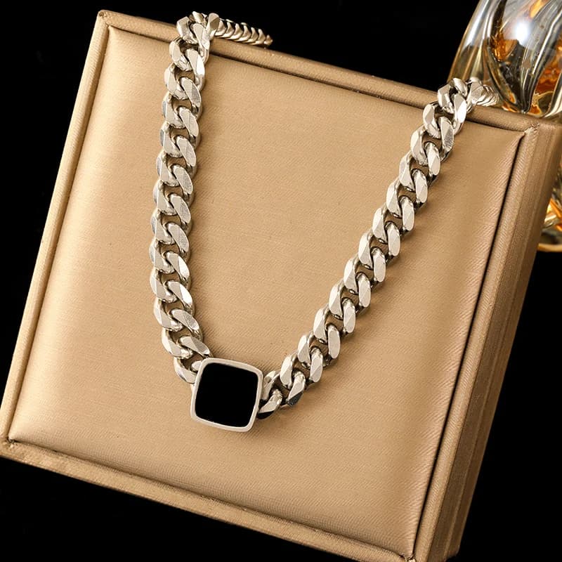 Kalung Choker Rantai Perak Keluli Tahan Karat