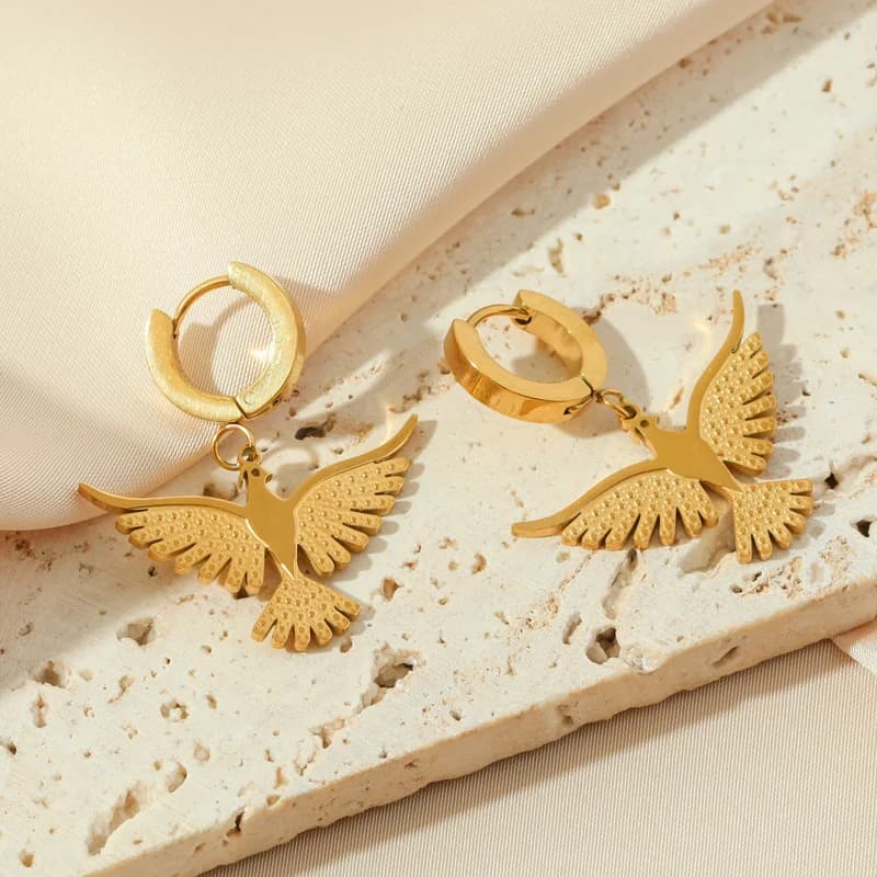 Anting-anting Klip Burung Phoenix Elang Loceng Keluli Tahan Karat
